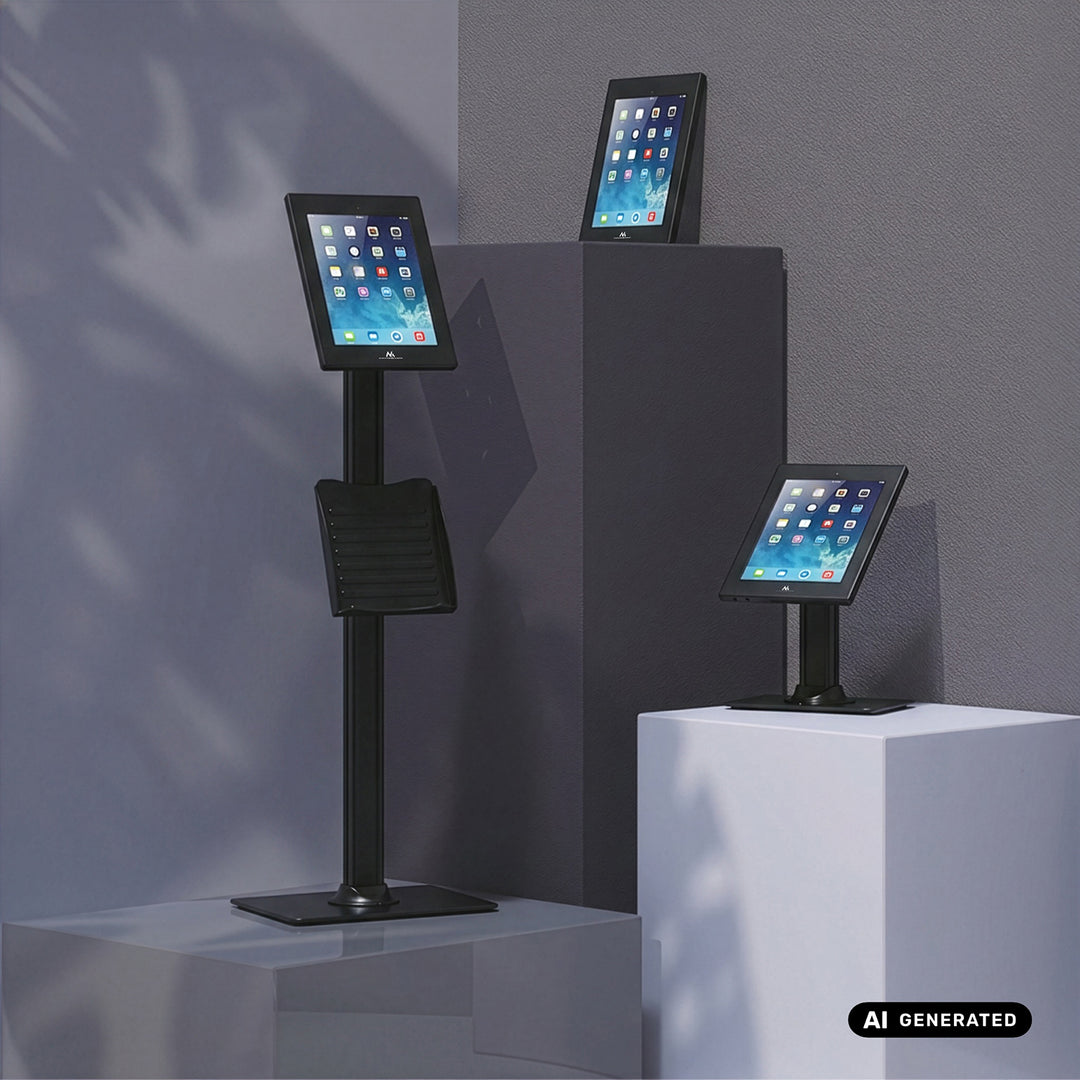 Maclean-reklameholder til tablet, med lås, 12,4"-13", iPad Air/Pro, Samsung Tab S10+/S9+/S8+/S7+, 257x350x22 mm, MC-950 B