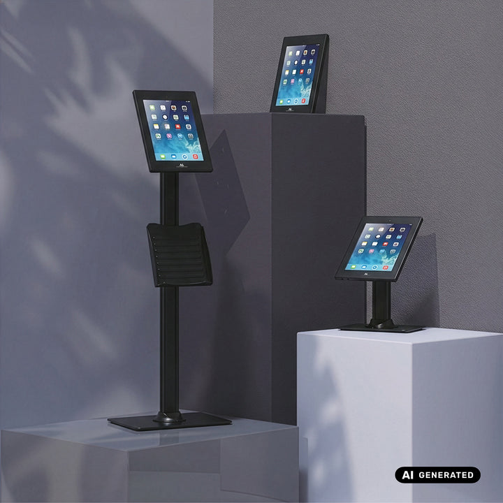 Maclean-reklameholder til tablet, med lås, 12,4"-13", iPad Air/Pro, Samsung Tab S10+/S9+/S8+/S7+, 257x350x22 mm, MC-950 B