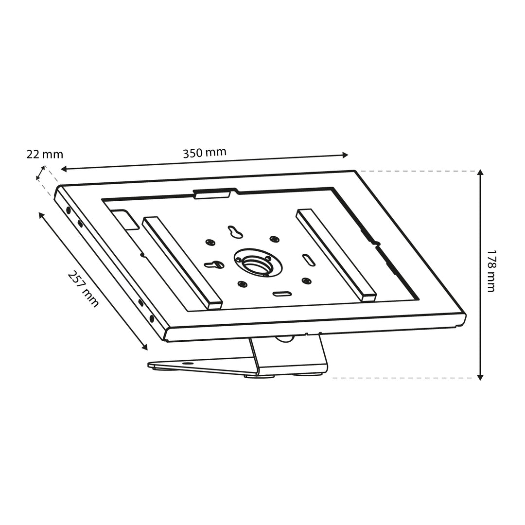Maclean-tabletholder med låsemekanisme, 12,4"-13", iPad Air/Pro, Samsung Tab S10+/S9+/S8+/S7+, 257 x 350 x 22 mm, MC-956 B