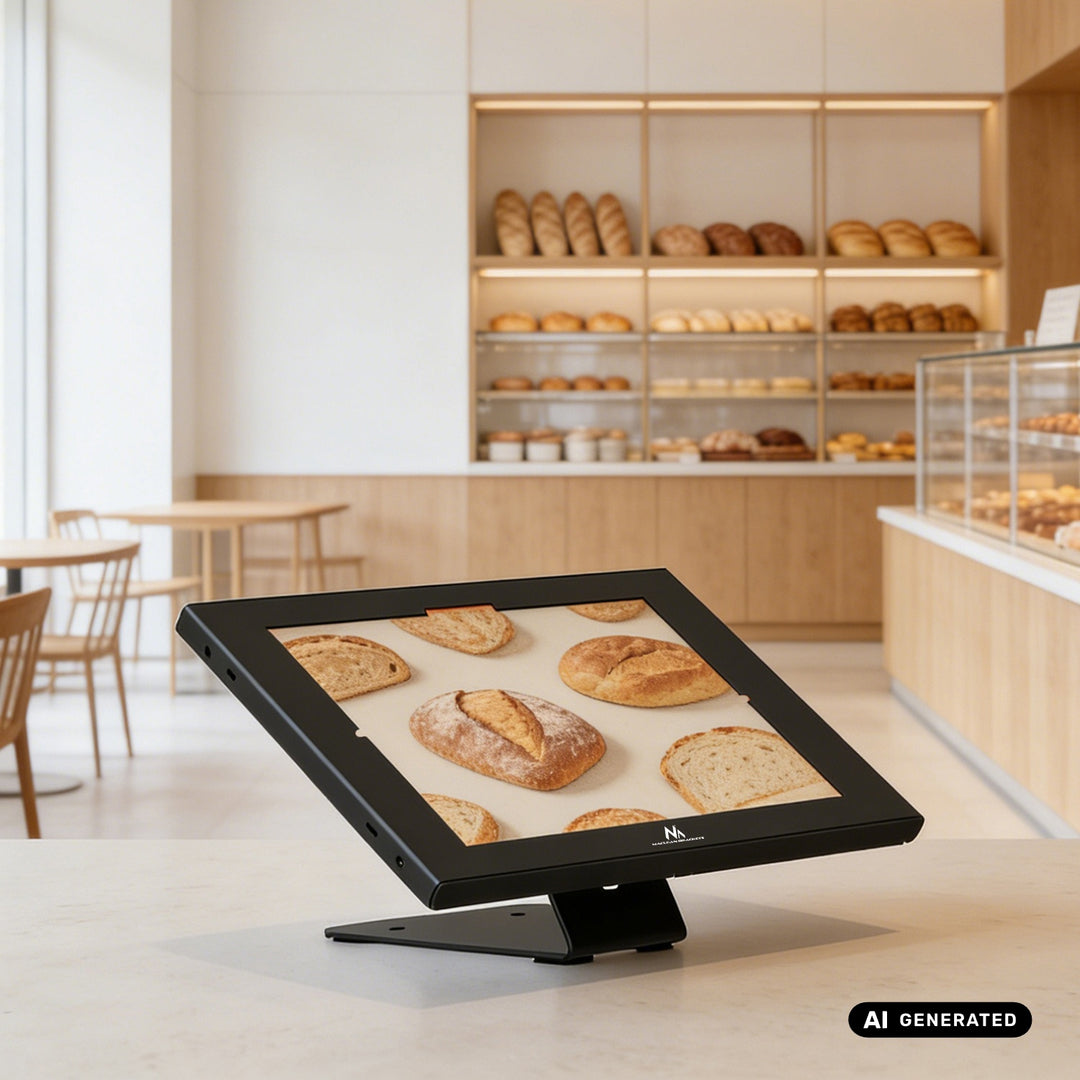 Maclean-tabletholder med låsemekanisme, 12,4"-13", iPad Air/Pro, Samsung Tab S10+/S9+/S8+/S7+, 257 x 350 x 22 mm, MC-956 B