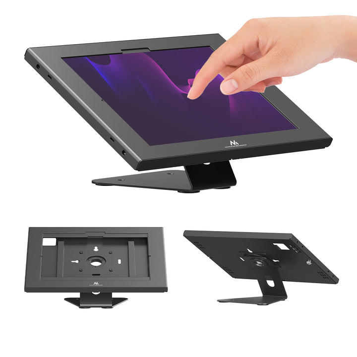 Maclean-tabletholder med låsemekanisme, 12,4"-13", iPad Air/Pro, Samsung Tab S10+/S9+/S8+/S7+, 257 x 350 x 22 mm, MC-956 B