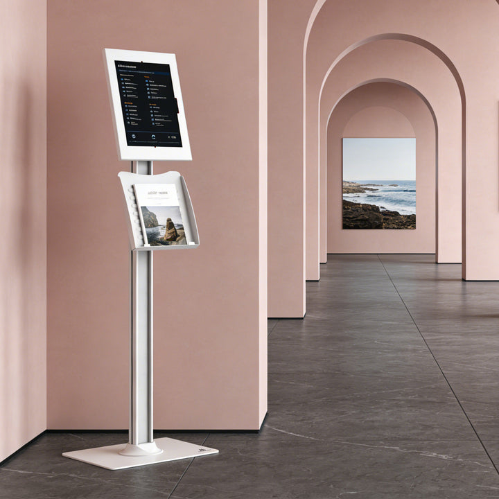 Maclean-reklameholder til tablet, med lås, 12,4"-13", iPad Air/Pro, Samsung Tab S10+/S9+/S8+/S7+, 257x350x22 mm, MC-924 W