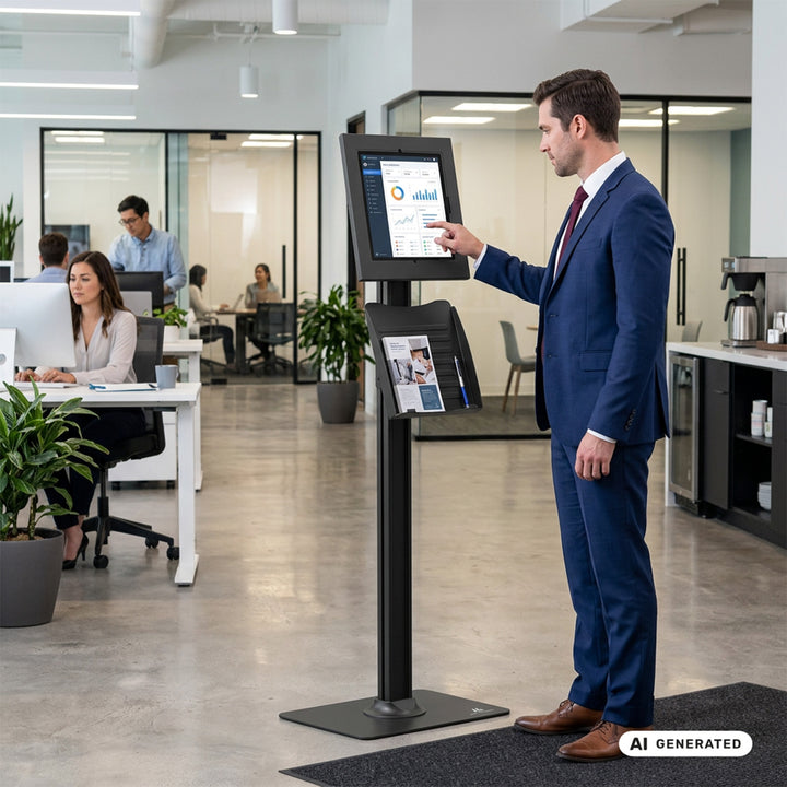 Maclean-reklameholder til tablet, med lås, 10,9"-11", iPad Air/Pro, Samsung Tab A- og S-serien, 220x323x22 mm, MC-960 B