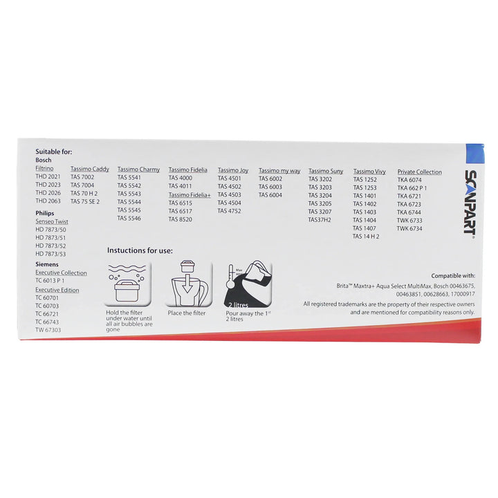 Scanpart vandfilter kompatibelt med Brita Maxtra Plus, Dafi Unimax, 8 stk.