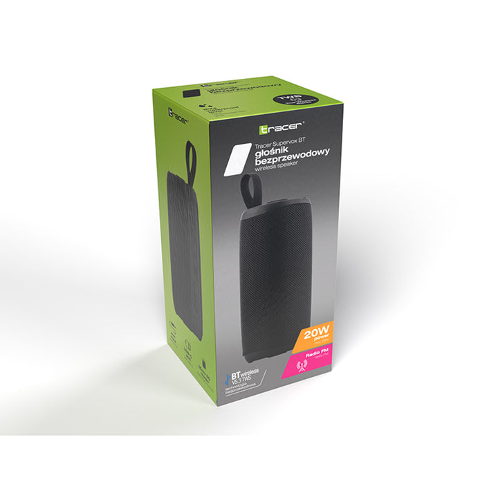 Tracer bærbar højttaler, Bluetooth 5.3, RMS-effekt 20 W, IPX4, sort, TRAGLO47686