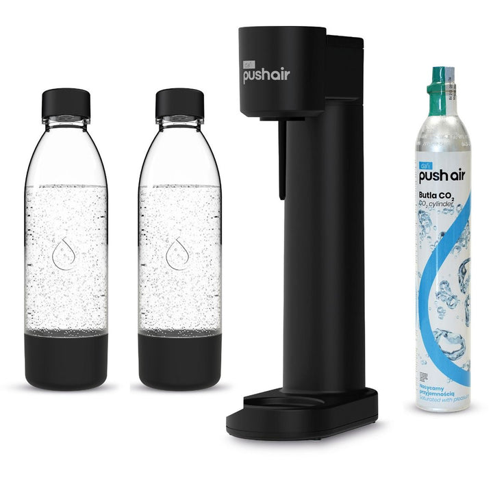 Dafi Push Air-kulsyreapparat, sort, leveres med 2 stk. 0,7 l-flasker og en CO2-patron