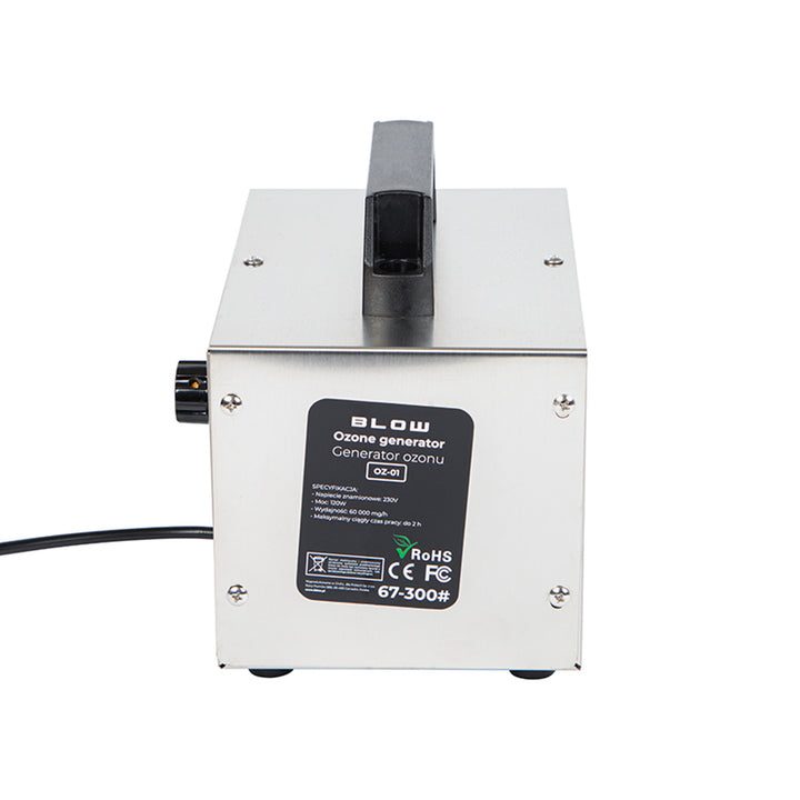 Blow ozonegenerator, kapacitet 60000 mg/h, effekt 120W, lavt strømforbrug, lang ledning, justerbar driftstid, 4 ozoniseringsplader, 67-300#