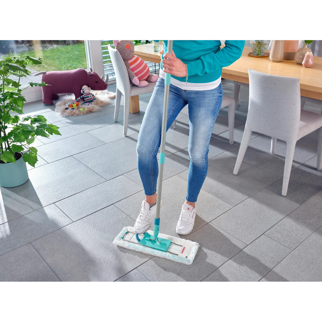 Leifheit Profi-sæt, moppe og spand på hjul, fodbetjent udvridning, nem tømning, rumindhold 8 l, Micro Duo-moppepude, 55096