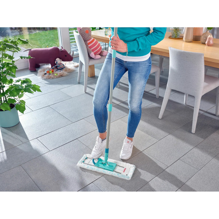 Leifheit Profi-sæt, moppe og spand på hjul, fodbetjent udvridning, nem tømning, rumindhold 8 l, Micro Duo-moppepude, 55096