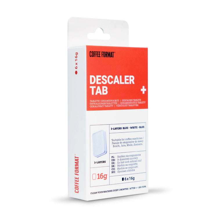 Tabletter til afkalkning af kaffemaskiner, Coffee Format Descaler Tab+ 6x16g