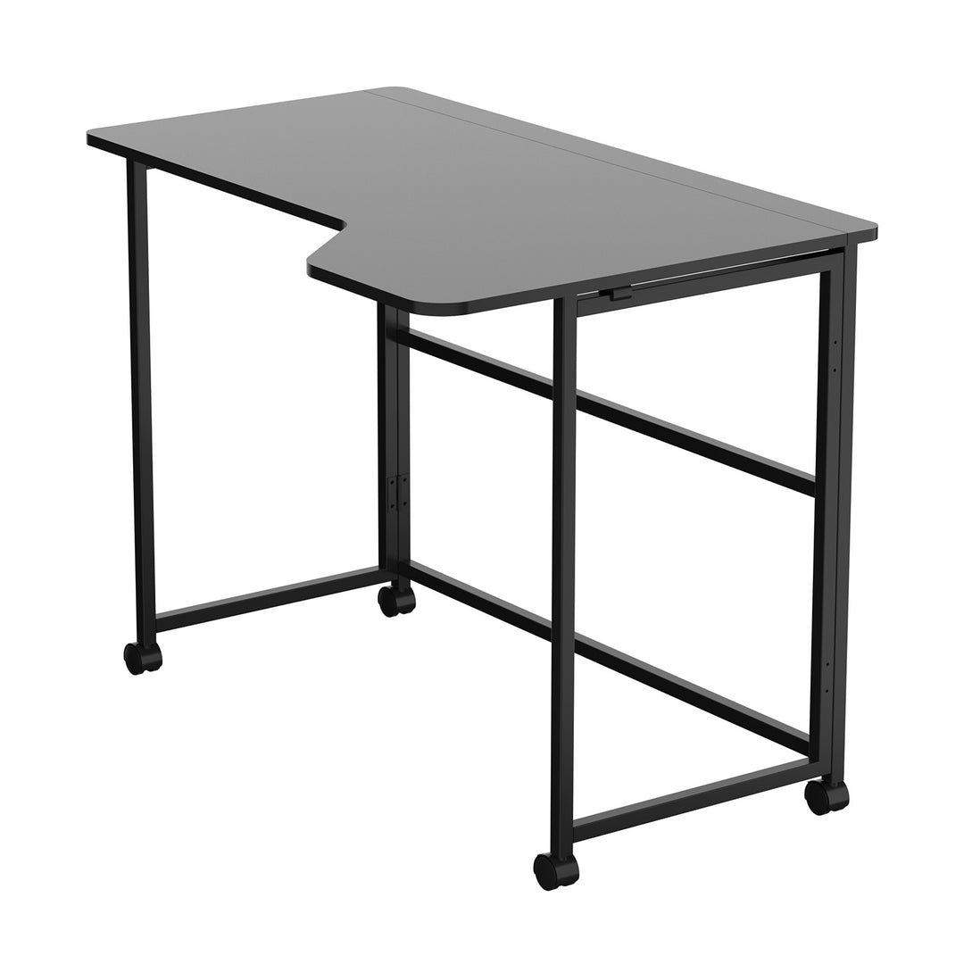 Maclean sammenklappeligt skrivebord, sort, på hjul, 100 x 65 cm, maks. 50 kg, vinklet, L-formet, MC-1250 L/B