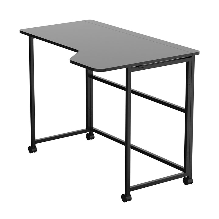 Maclean sammenklappeligt skrivebord, sort, på hjul, 100 x 65 cm, maks. 50 kg, vinklet, L-formet, MC-1250 L/B