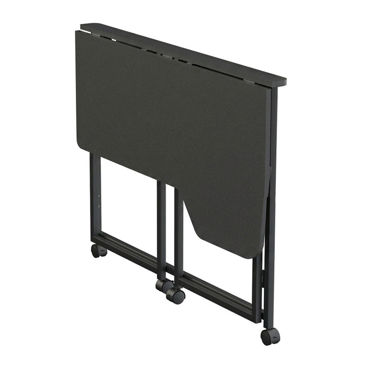 Maclean sammenklappeligt skrivebord, sort, på hjul, 100 x 65 cm, maks. 50 kg, vinklet, L-formet, MC-1250 L/B
