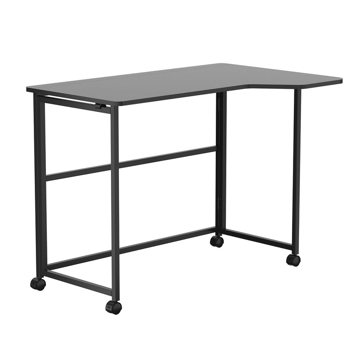 Maclean sammenklappeligt skrivebord, sort, på hjul, 100 x 65 cm, maks. 50 kg, vinklet, L-formet, MC-1250 L/B