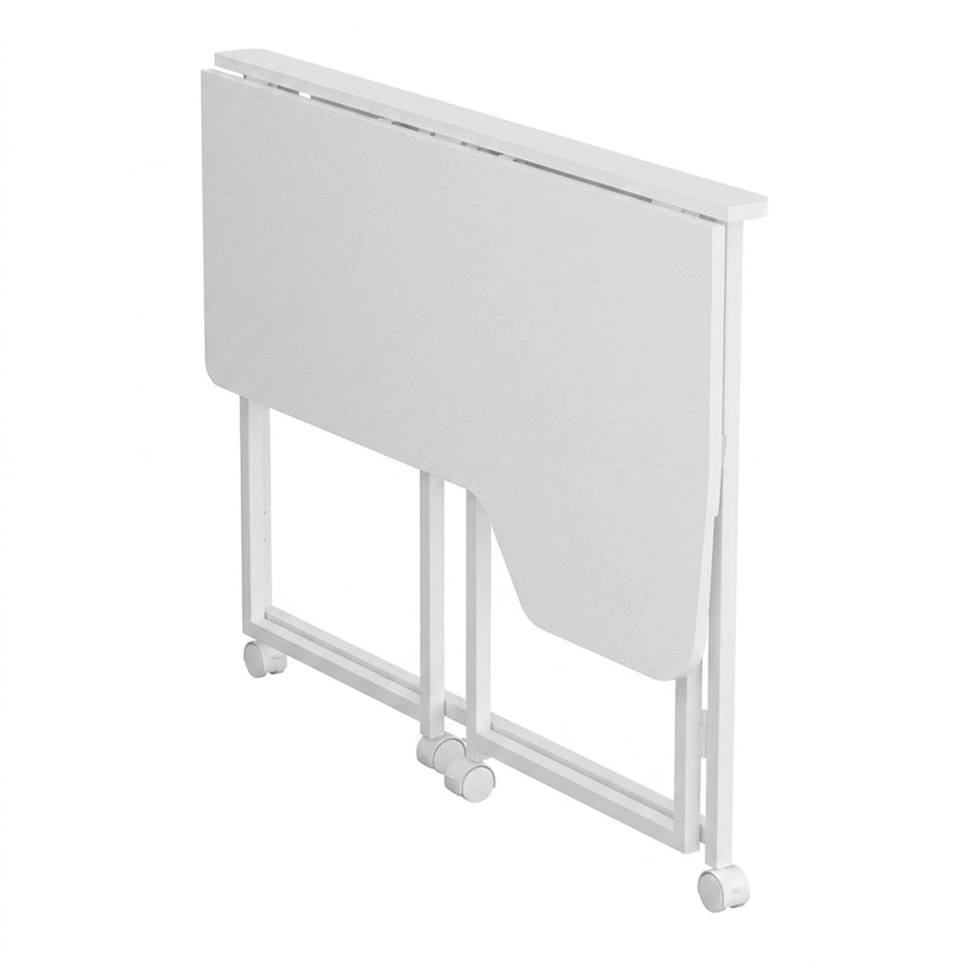 Maclean sammenklappeligt skrivebord, hvidt, på hjul, 100 x 65 cm, maks. 50 kg, vinklet, L-formet, MC-1250 L/W