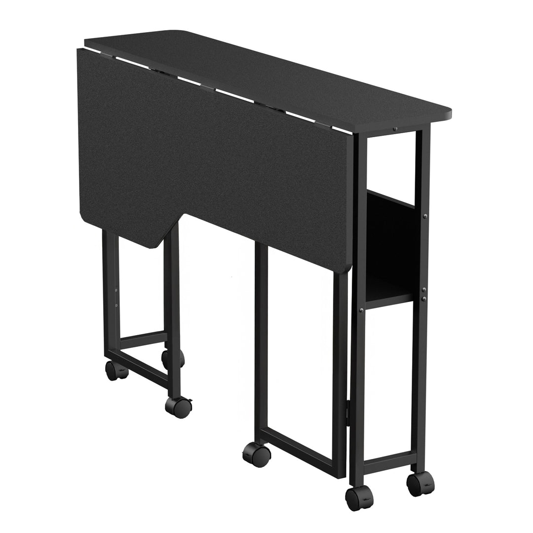 Maclean sammenklappeligt skrivebord/bord, sort, på hjul, 100 x 73 cm, maks. 50 kg, vinklet, L-formet, MC-126 L/B