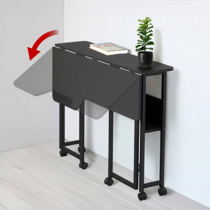 Maclean sammenklappeligt skrivebord/bord, sort, på hjul, 100 x 73 cm, maks. 50 kg, vinklet, L-formet, MC-126 L/B
