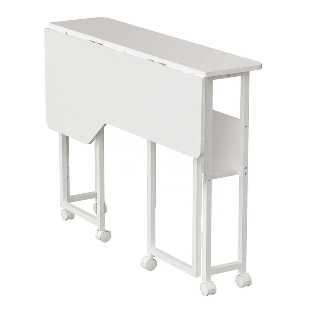 Maclean sammenklappeligt skrivebord/bord, hvidt, på hjul, 100 x 73 cm, maks. 50 kg, vinklet, L-formet, MC-126 L/W