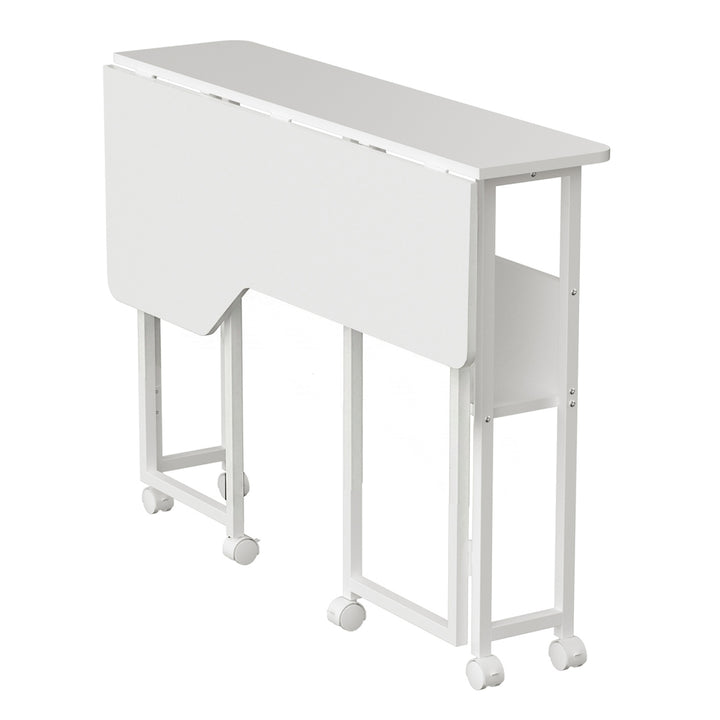 Maclean sammenklappeligt skrivebord/bord, hvidt, på hjul, 100 x 73 cm, maks. 50 kg, vinklet, L-formet, MC-126 L/W
