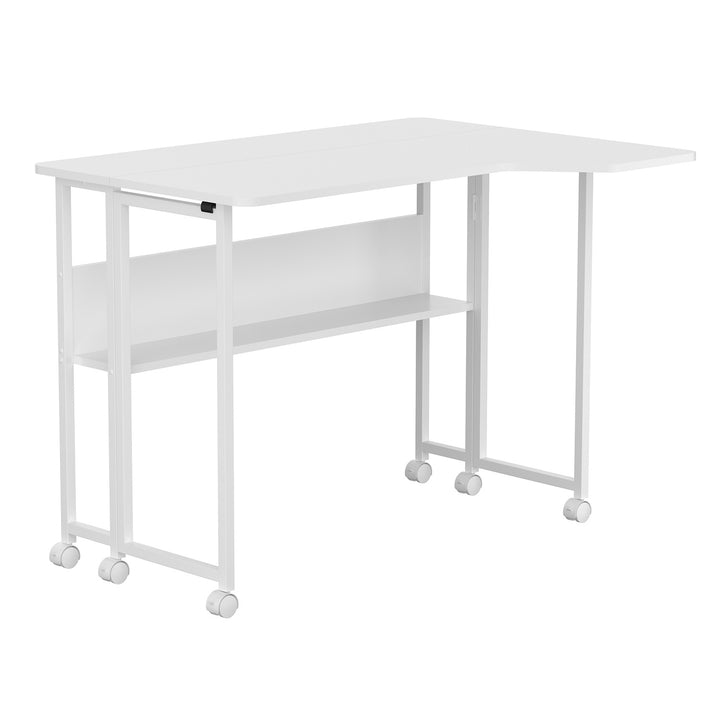 Maclean sammenklappeligt skrivebord/bord, hvidt, på hjul, 100 x 73 cm, maks. 50 kg, vinklet, L-formet, MC-126 L/W