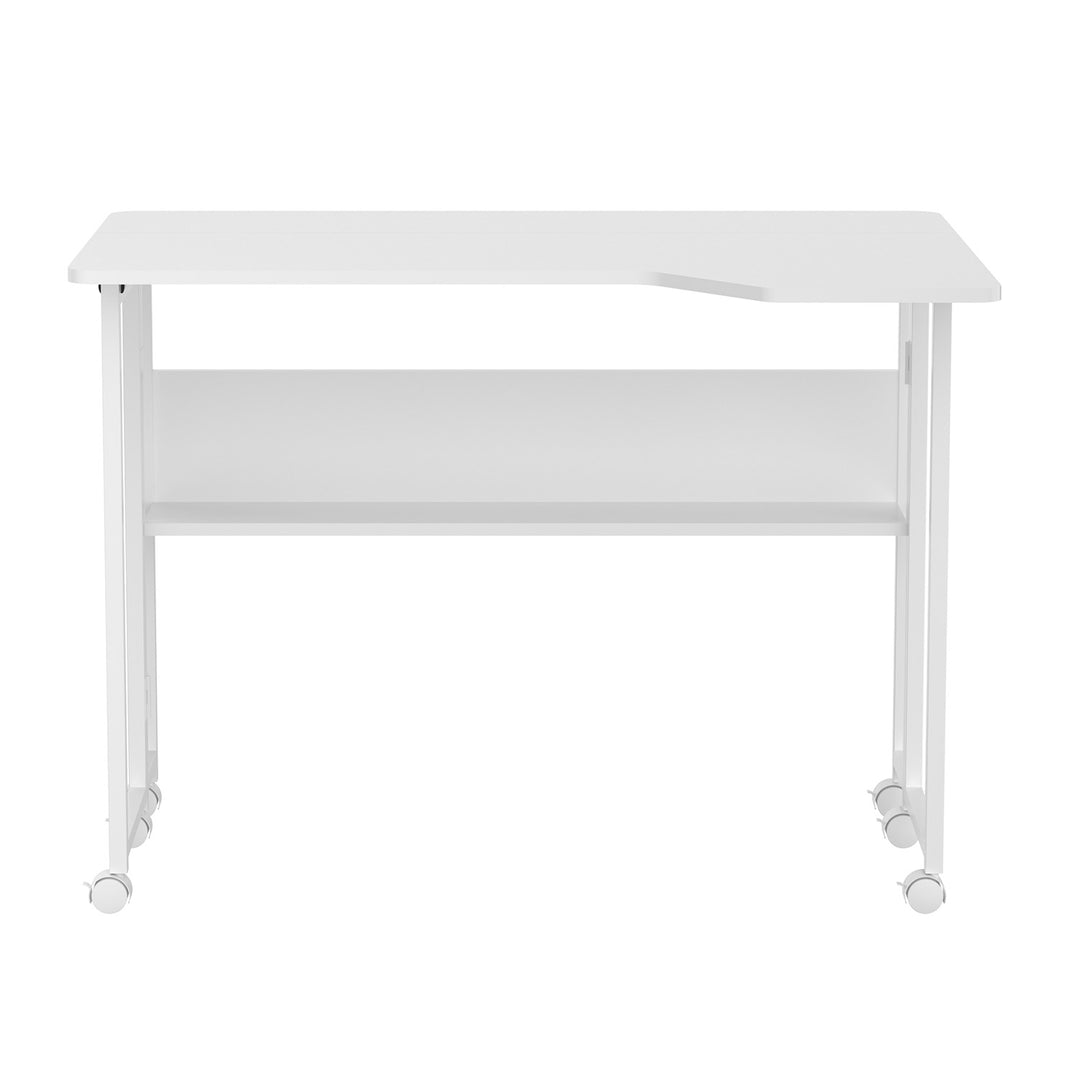 Maclean sammenklappeligt skrivebord/bord, hvidt, på hjul, 100 x 73 cm, maks. 50 kg, vinklet, L-formet, MC-126 L/W