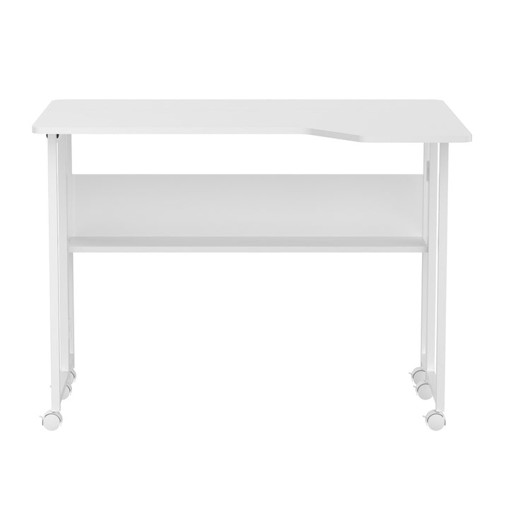 Maclean sammenklappeligt skrivebord/bord, hvidt, på hjul, 100 x 73 cm, maks. 50 kg, vinklet, L-formet, MC-126 L/W