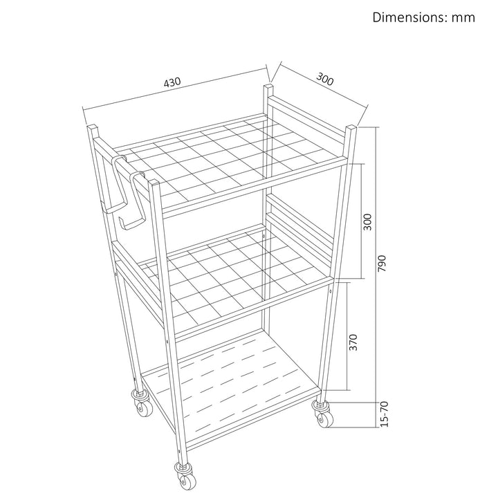 Maclean mobil stativ/vogn til haveværktøj, sort, mål 43x30x79 cm, maks. 20 kg, MC-138