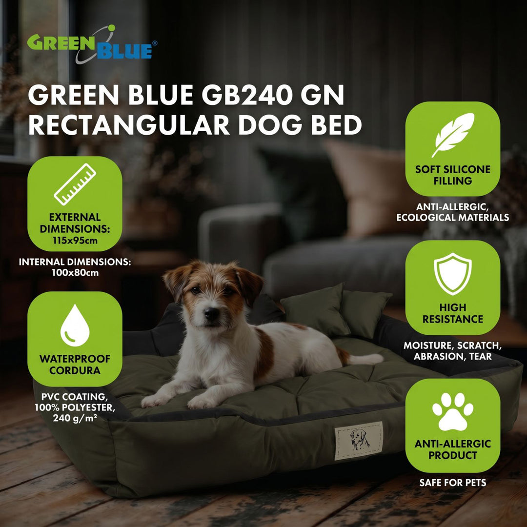 GreenBlue-hundehule, grøn, rektangulær, ydre mål 115 x 95 cm, indvendige mål 100 x 80 cm GB240 GN