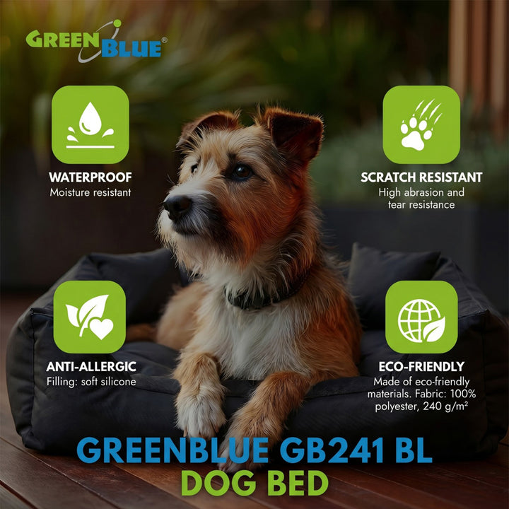 GreenBlue-hundehule, sort, rektangulær, ydre mål 75 x 65 cm, indre mål 60 x 50 cm GB241 BL
