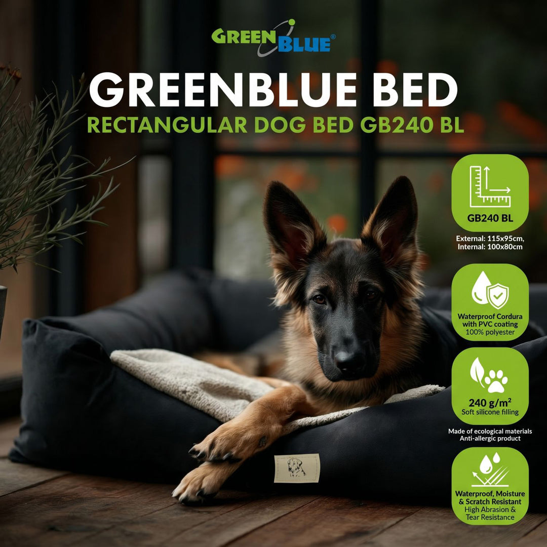 GreenBlue-hundehule, sort, rektangulær, ydre mål 115 x 95 cm, indvendige mål 100 x 80 cm GB240 BL