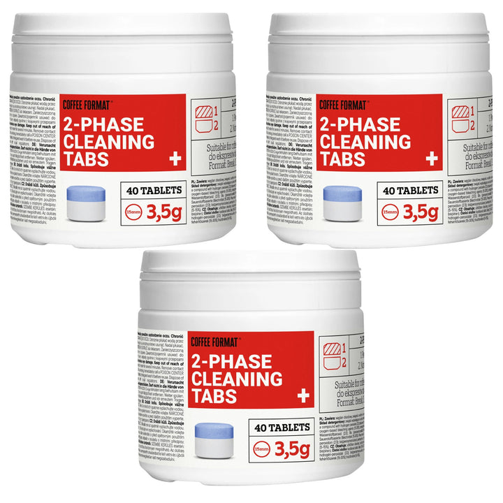 Rengøringstabletter til kaffemaskiner, 2-phase Cleaning TABS+ 40 x 3,5 g Coffee Format, 3 pakker