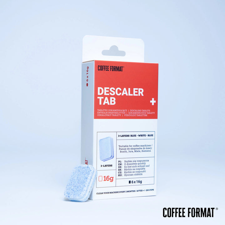 Sæt med rengøringstabletter til kaffemaskiner, 2-phase Cleaning TABS+ 40 x 3,5 g + afkalkningstabletter til kaffemaskiner, Descaler Tab+ 6 x 16 g
