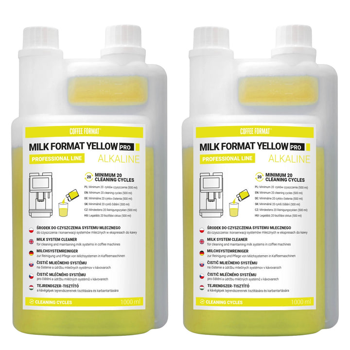Rengøringsmiddel til mælkesystemet, 2 x 1 l, Coffee Format MILK FORMAT YELLOW PRO