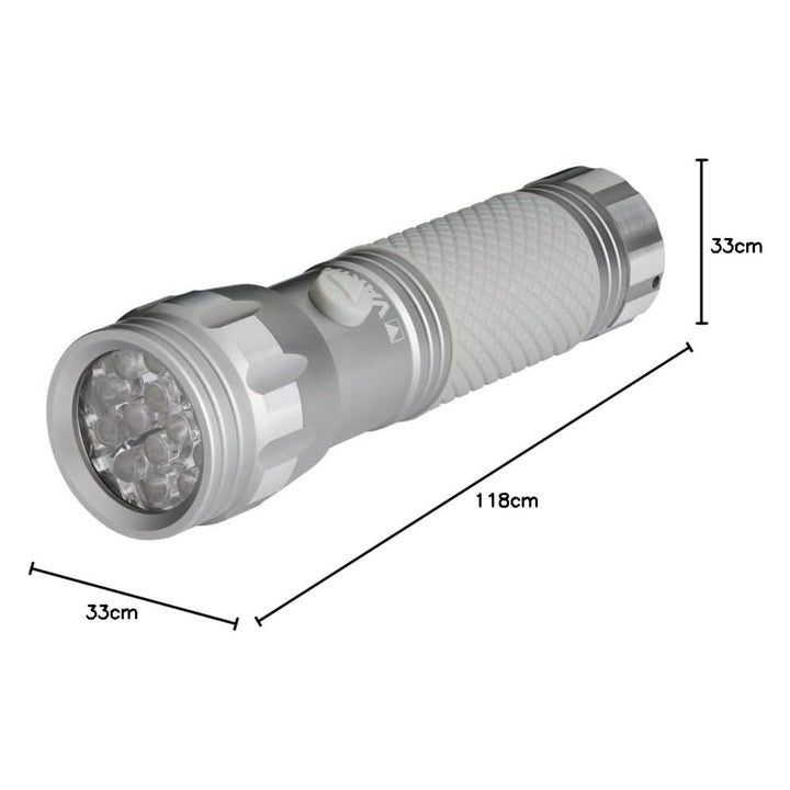 UV-LED-lommelygte 15638 i aluminium, UV-bølgelængde 395–400 nm, Multi LED-teknologi + Varta-batterier medfølger