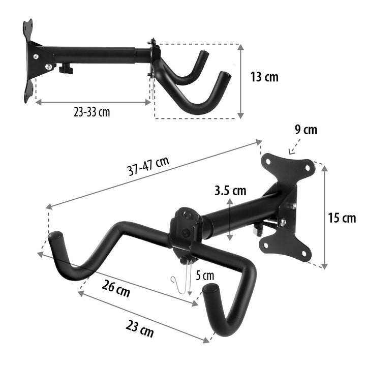Maclean cykelvægholder, vandret, stål, maks. belastning 30 kg, MC-484, 4 stk.