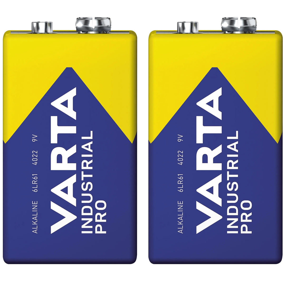 2 stk. R9V R-9 6LR61 9V R-9 alkalibatterier fra Varta Industrial Pro