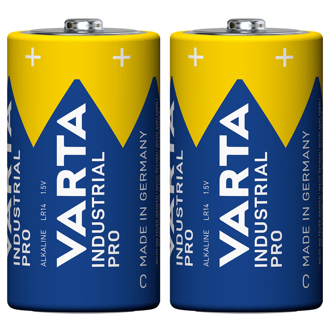 2 stk. R-14 LR14 C 1,5 V alkalibatterier fra Varta Industrial Pro