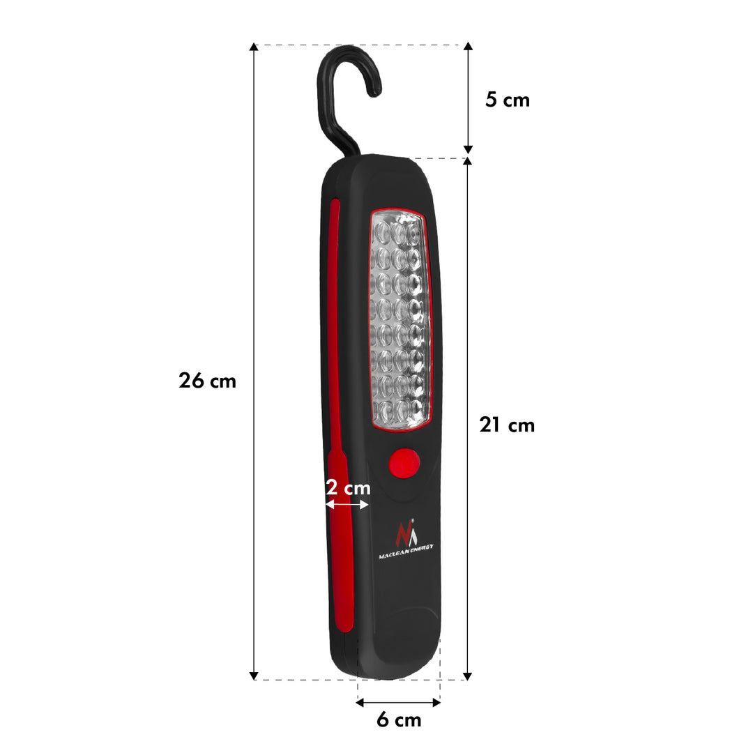 2 stk. Maclean-værkstedslampe med 24 LED, magnet, krog, MCE03 + 6 stk. R-06-batterier (R06, AA, LR06) 1,5 V VARTA Longlife Power