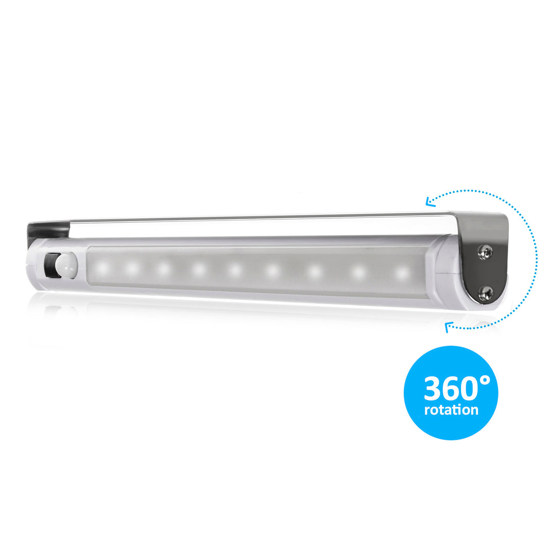 2 stk. Maclean LED-køkkenlampe, til montering under skab, 9 SMD, batteridrevet, PIR-sensor med tænd/sluk-funktion, MCE166 + 6 stk. R-06/AA/LR06-batterier, 1,5 V, VARTA Longlife Power