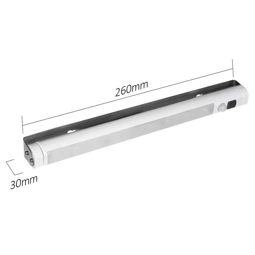 2 stk. Maclean LED-køkkenlampe, til montering under skab, 9 SMD, batteridrevet, PIR-sensor med tænd/sluk-funktion, MCE166 + 6 stk. R-06/AA/LR06-batterier, 1,5 V, VARTA Longlife Power