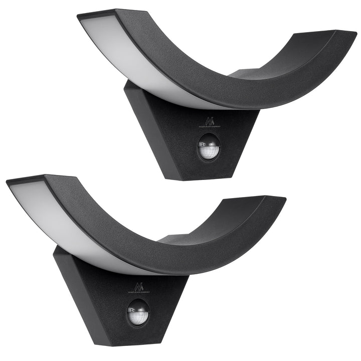 Maclean LED-lampe med bevægelsessensor, infrarød bevægelsessensor, sort, 10 W, IP54, 800 lm, MCE290 B, 2 stk.