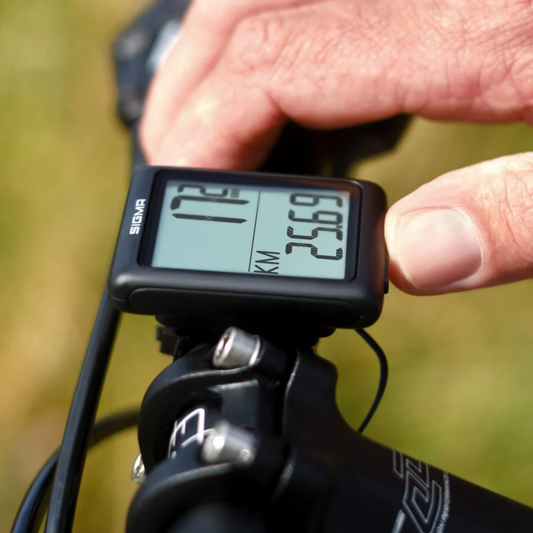 Sigma BC 5.0 WR cykeltæller, vandtæt, vejrbestandig, stort og letlæseligt display, 5 grundlæggende funktioner