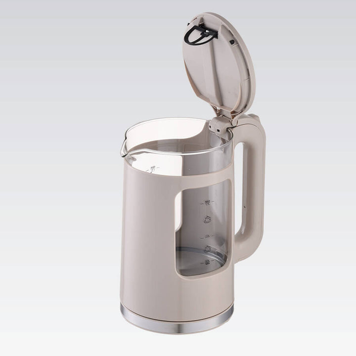 Maestro elektrisk vandkoger i glas, 1,7 l, 2200 W, vandstandsindikator, LED-belysning, drejelig fod, farve: beige, MR-065-BEIGE