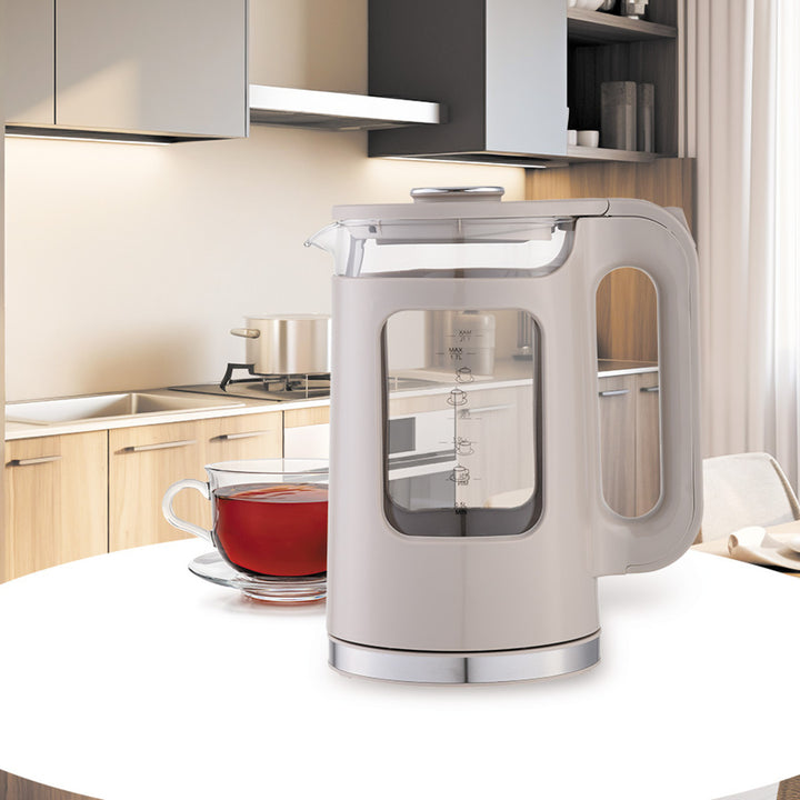 Maestro elektrisk vandkoger i glas, 1,7 l, 2200 W, vandstandsindikator, LED-belysning, drejelig fod, farve: beige, MR-065-BEIGE