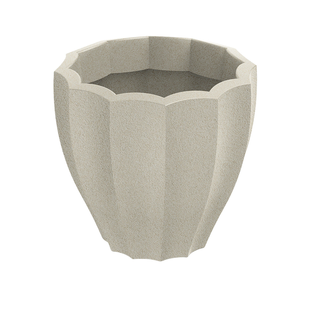 Ethick Rona Round-plantekrukke, diameter 40 cm, højde 36 cm, mat finish, vejrbestandig, drænhul, sandfarvet, TRO40-101GR
