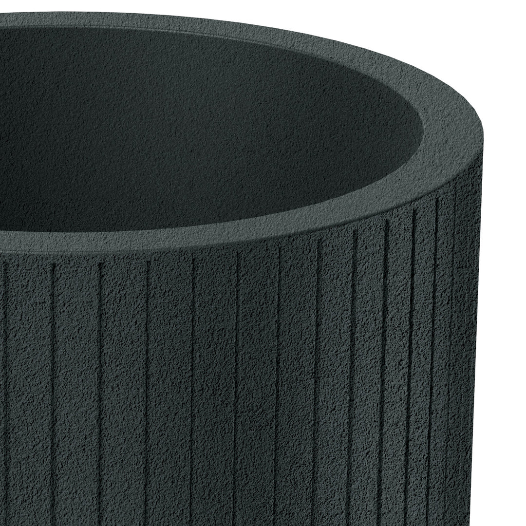 Ethick Coro Round-plantekrukke, diameter 40 cm, højde 36 cm, mat finish, vejrbestandig, drænhul, farve: mørk grafit, TCR40-109GR