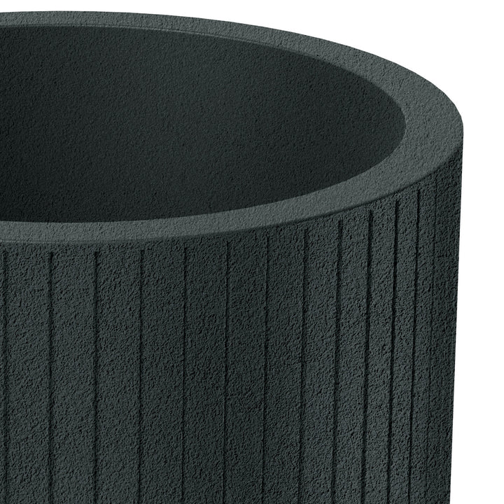 Ethick Coro Round-plantekrukke, diameter 40 cm, højde 36 cm, mat finish, vejrbestandig, drænhul, farve: mørk grafit, TCR40-109GR