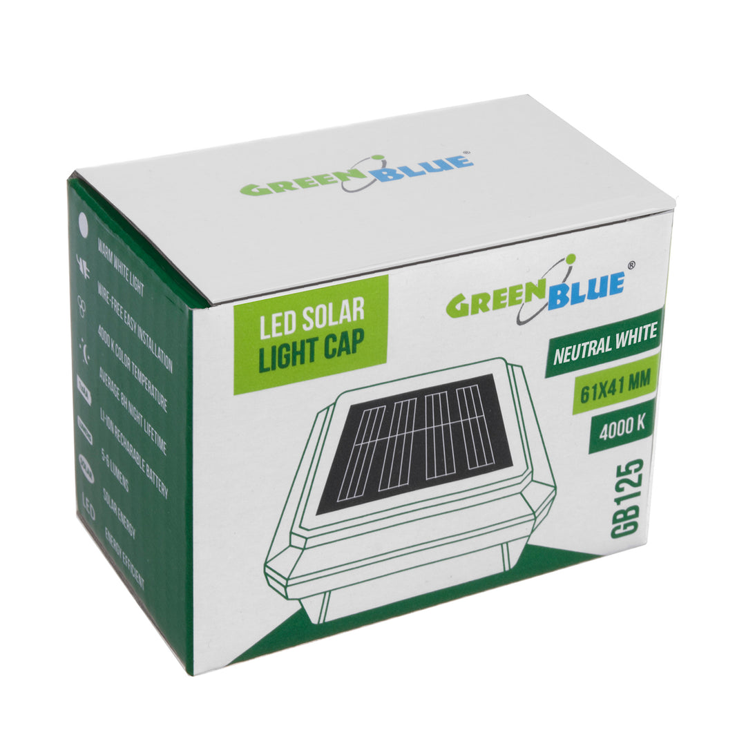 GreenBlue LED-solcellelampe til stolpe, 60x40 mm, konisk tag, GB125, 2 stk.