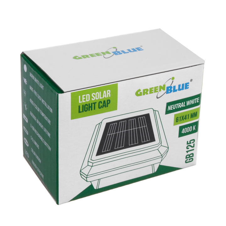 GreenBlue LED-solcellelampe til stolpe, 60x40 mm, konisk tag, GB125, 2 stk.