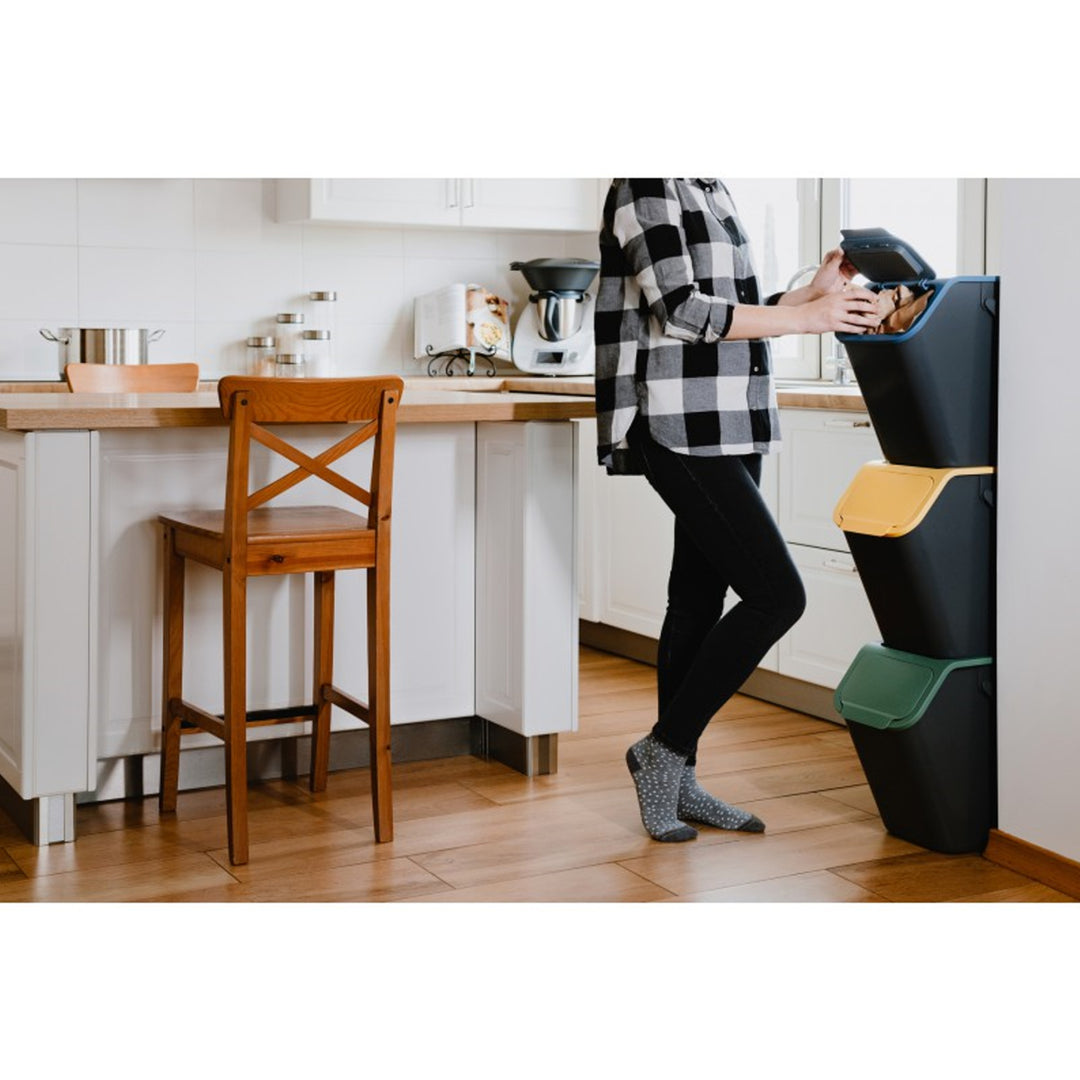 Sæt med 3 affaldsspande til affaldssortering, 25 l, Practic Bini + 5 stk. kulfiltre